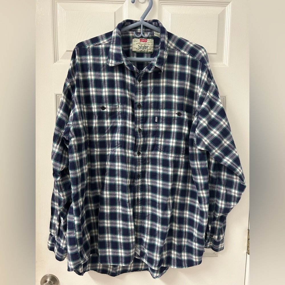 Levi's Navy and White Flannel Men’s XL